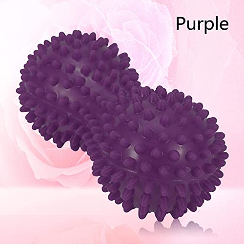 Agatige Double Peanut Massage Lacrosse Ball, Spiky Therapy Ball for Leg Back Shoulder Muscle Release Relief Deep Tissue Massage Yoga Ball for Yoga, Pilates, Tennis(Purple) - color: #5