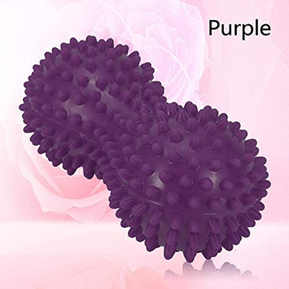 Agatige Double Peanut Massage Lacrosse Ball, Spiky Therapy Ball for Leg Back Shoulder Muscle Release Relief Deep Tissue Massage Yoga Ball for Yoga, Pilates, Tennis(Purple) - color: #5