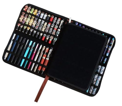 Lanxivi Fountain Pen Case Black Gray Coffee Style PU Leather 48 12 - color: Coffee-48 slot