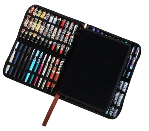 Lanxivi Fountain Pen Case Black Gray Coffee Style PU Leather 48 12 - color: Coffee-48 slot