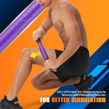 Muscle Roller Stick,17" Massage Roller for Muscle Deep Tissue Purple - color: Purple
