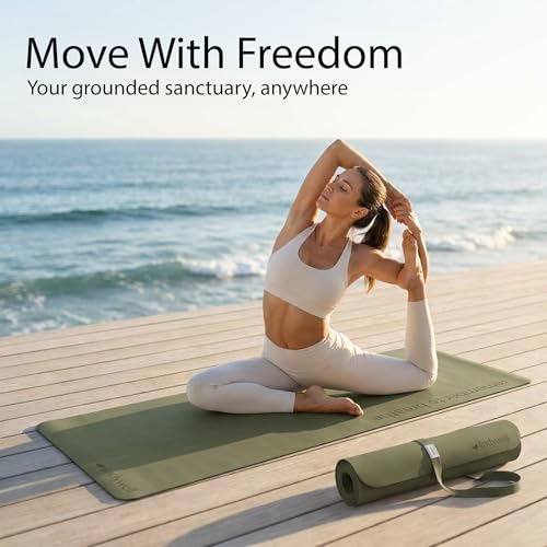 Lindywell Pilates Yoga Workout Mat Non Slip 6mm, 8mm, 10mm Thick - 6ft x 26in - color: Dark Olive, size: 8mm