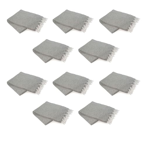 Cozumel Bulk Mexican Yoga Blanket, 10 Pack, Gray - color: Gray