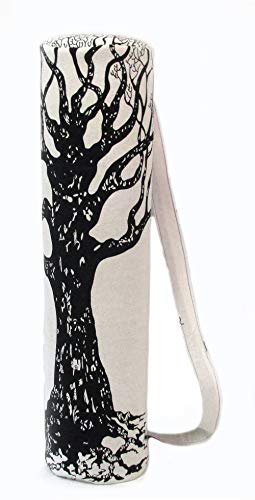 INDIAN CRAFT CASTLE ICC Yoga Mat Bag Carrier Full-Zip Exercise Yoga Mat Carry Bag for Women Men with Multi-Functional Storage Pockets and Adjustable Shoulder Strap 26X6 Inches - style: Black and White Tree