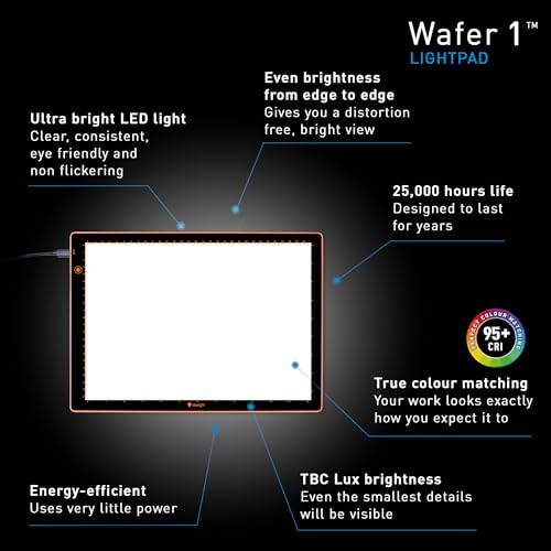 Wafer 1 Light Pad (A4) – Dimmable Brightness with Memory Function – Ideal for Artists, Designers & Crafters - style: Wafer 1 (A4)