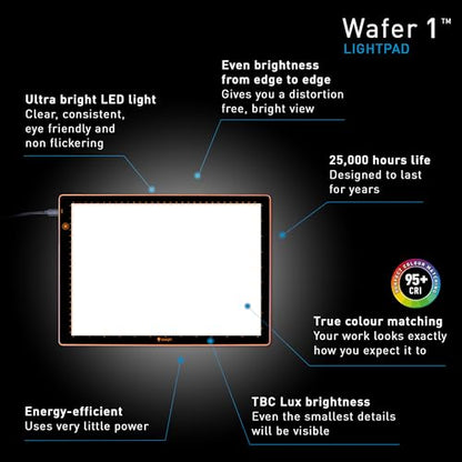 Wafer 1 Light Pad (A4) – Dimmable Brightness with Memory Function – Ideal for Artists, Designers & Crafters - style: Wafer 1 (A4)