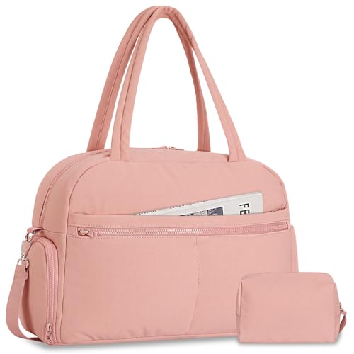 Sports Gym Bag for Women, Travel Duffle Bag with Shoe Compartment & Wet Pocket, Fitness Yoga Bag - color: S-Pink