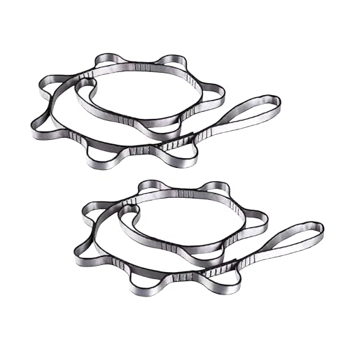 2pcs safety daisy chain, multi-ring adjustable nylon strap rope yoga pilates stretch band - color: Gray, size: Length：1.8m