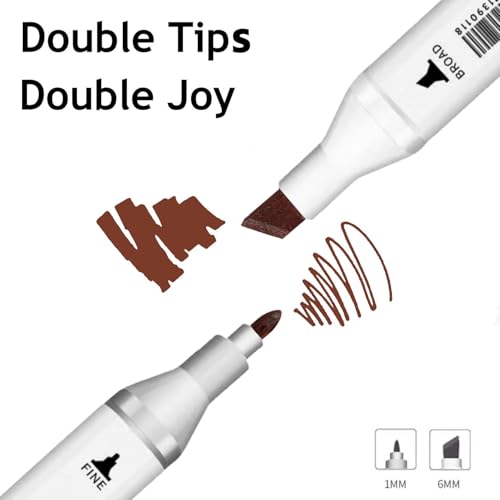 Arhomet 6pcs Brown Alcohol Markers Set, Dual Tips Art Markers Drawing Sketched Double Tipped for Beginner Adults (Brown) - color: Brown