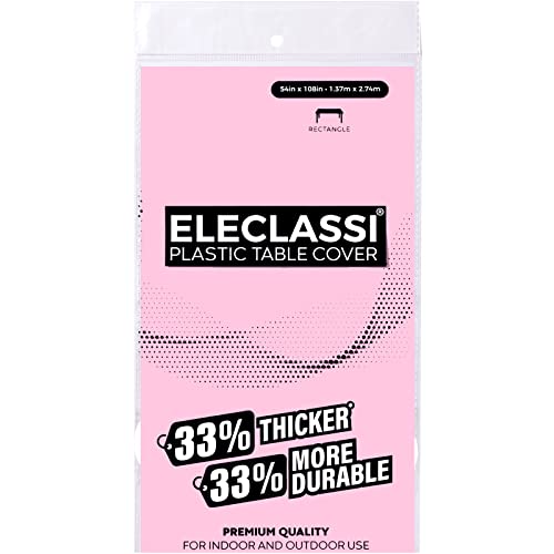 Eleclassi Pink 12 Pack Premium Disposable Plastic Tablecloth 54 x 108 in - Plastic Table Cloth Disposable Tablecloth for Rectangle Table Up to 8 Feet - color: Pink, size: 12 Pack Rectangle