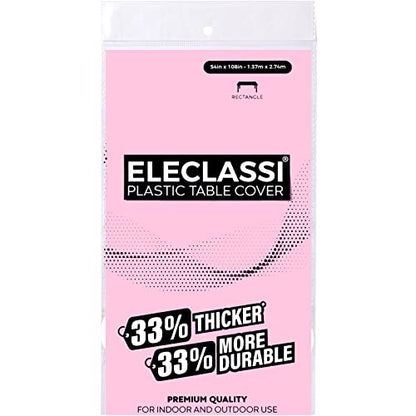 Eleclassi Pink 12 Pack Premium Disposable Plastic Tablecloth 54 x 108 in - Plastic Table Cloth Disposable Tablecloth for Rectangle Table Up to 8 Feet - color: Pink, size: 12 Pack Rectangle
