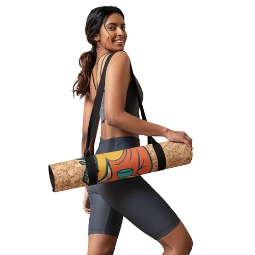 Yaoshifo Cork Yoga Mat Green Orange - 4mm FSC Cork & Natural Rubber, Excellent Grip, Sustainable Yoga Mat