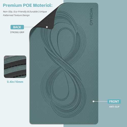 Large 76"x40"x0.4" Yoga Mat - color: Dark green