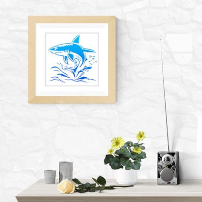 5Pcs Ocean Shark Stencils, Reusable Painting Templates | Multi-Size Plastic Craft Stencils, Shark Marine Wall Stencils, DIY Home Decor Templates for Wood Wall Floor Fabric Furniture - style: Shark