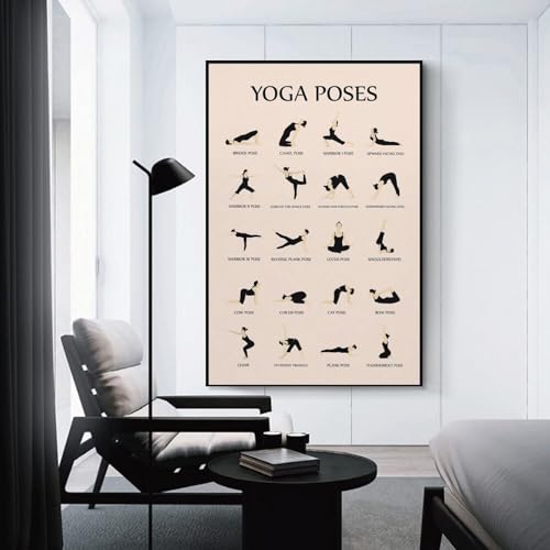 CYPGTBCK Yoga Poster for Beginners Home Gym Workout Poster Decorative Painting Canvas Wall Art Living Room Posters Bedroom Painting 12x18inch(30x45cm) - size: 18"L x 12"W