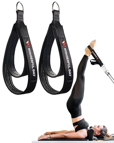Wonderful Day 2PCS Pilates Straps for Reformer, Comfortable Enhanced Thickness, Fitness Pilates Double Loop Exercise Straps for Home Gym Workout - color: S2.Black-Premium Version（Hand-Embroidered Logo & Storage Bag）