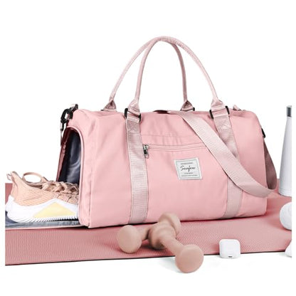 Gym Bag Womens Mens with Shoes Compartment and Wet Pocket Travel Duffel Bags for Women for Plane Sport Gym Tote Bags Swimming Yoga Small Waterproof Weekend Overnight Carry on Bag Hospital Holdalls - color: A7-Pink