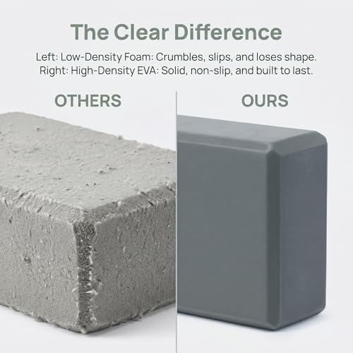 Yoga Blocks, EVA Foam Workout Equipment, High Density Foam Blocks with Non-Slip Surface, Beveled Edges for Yoga, Pilates, Stretching, Meditation, Home Gym Essentials, 9" x 6" x 3" - color: Purple