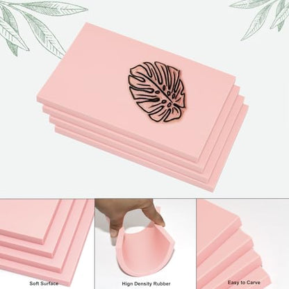 Rubber Stamp Carving Blocks 4"x6" Pink Rubber Carving Blocks Soft Linoleum Blocks for Stamp Maker Printmaking Supplies (2 Pack-4x6Inch)