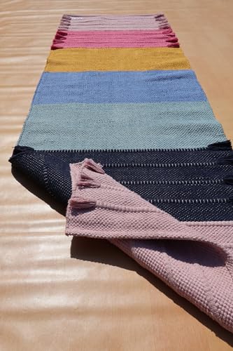 Jaipur art & Rugs Cotton Yoga Mat - Eco-Friendly Hand-Woven Rug - Non Slip & Thick (24”x72”x5mm) for Everyday Fitness at Home - Comfortable Extra-Long - color: Multicolor 11