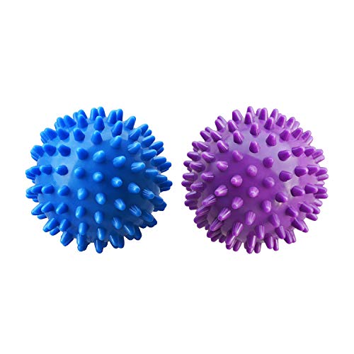 PGYUD Professional Massage Balls Foot Ball Foot Massager Spiky Roller for Deep Tissue Trigger Point Plantar Fasciitis Reflexology Stress Therapy Myofascial Release(Blue + Purple) - color: （blue，purple）-2 Pack