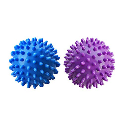 PGYUD Professional Massage Balls Foot Ball Foot Massager Spiky Roller for Deep Tissue Trigger Point Plantar Fasciitis Reflexology Stress Therapy Myofascial Release(Blue + Purple) - color: （blue，purple）-2 Pack
