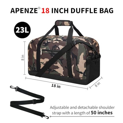 Apenze Small Gym Bag 18 inch Carry On Duffel Bag for Weekender Travel - Camouflage - color: Camouflage, size: 18inch