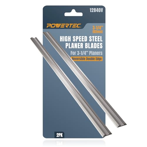POWERTEC 3-1/4 inch HSS Planer Blades 2 PK for WEN 6530, DeWalt DCP580B, PORTER-CABLE PC70THP, RYOBI P611, BOSCH PK2632K, Makita XPK01Z, Craftsman, Skil Hand Planer, Replacement Electric Planer Blades - size: 2 Pack