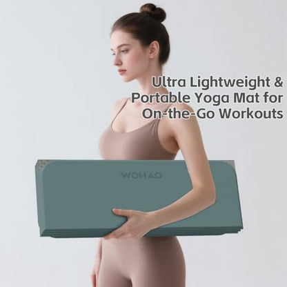 7-Fold Yoga Mat 70"x24" - 1/2 Inch Thick - color: Dark green+Dark Gray