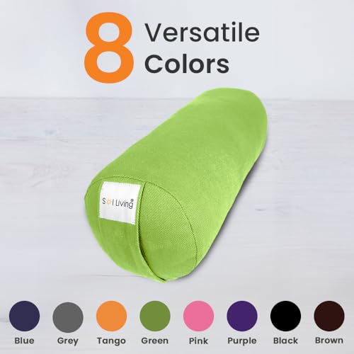 Pranayama Yoga Bolster Meditation Pillow - color: Green, size: Cylindrical 14" x 6"