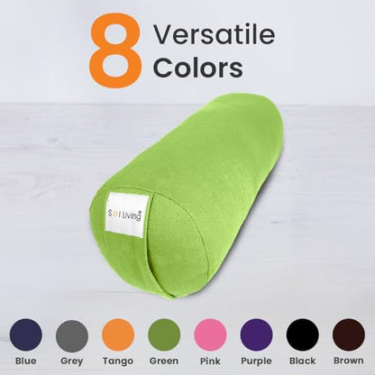 Pranayama Yoga Bolster Meditation Pillow - color: Green, size: Cylindrical 14" x 6"