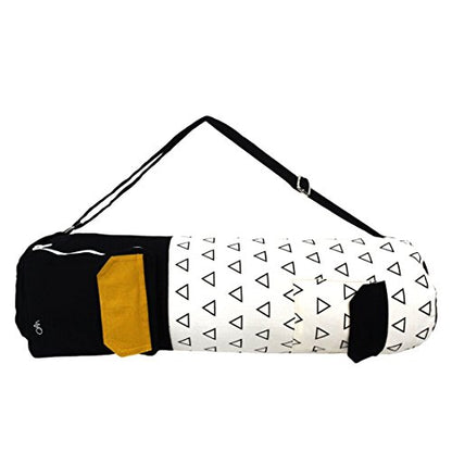 Open Road Goods Eco Friendly Yoga Mat Bag | Organic Yoga Bag For Extra Wide Mats | Yoga Mat Carrier for Men & Women: Full Zip, Adjustable Carry, Pockets, 100% Cotton Canvas - color: Triangle
