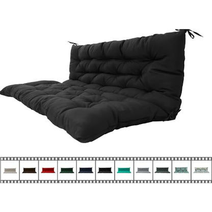 Porch Swing Cushion Three Seat Waterproof, Black, 40x60in - color: Black, size: 40x60in