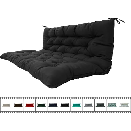 Porch Swing Cushion Three Seat Waterproof, Black, 40x70in - color: Black, size: 40x70in