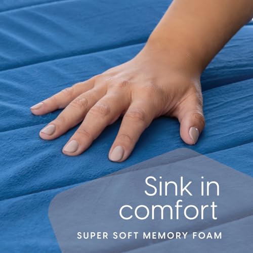 Milliard Memory Foam Floor Pillow, 22" Decorative Square Floor Cushion with Soft Washable Velour Ribbed Cover (Navy) - color: Blue
