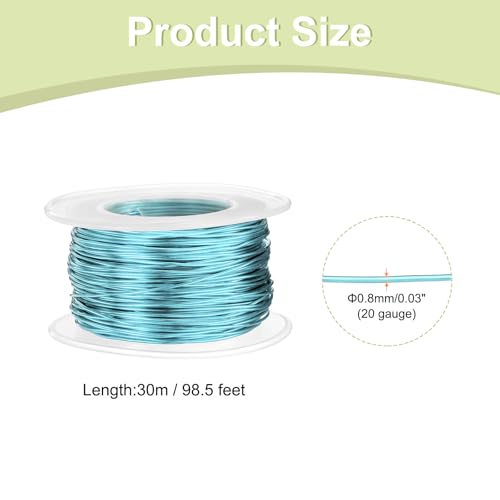 HARFINGTON 20 Gauge Aluminum Craft Wire 0.8mm 98.5ft Flexible Bendable Anodized Metal Jewelry Sculpting Wire for Jewelry Making Modelling Craft DIY, Sky Blue - color: Sky Blue, size: 30M x 0.8mm
