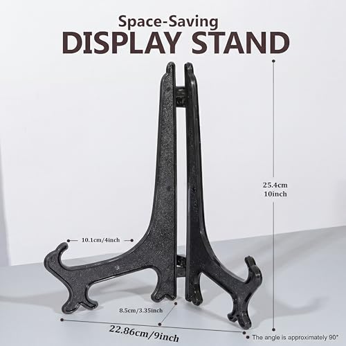 Artliving 10 Inch Black 6pcs/Set Plastic Easels Plate Display Stands Picture Frame Stand Holder - color: Black, size: 10 inch (6 pack)