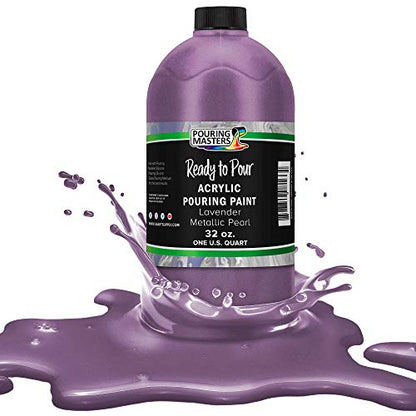 Pouring Masters Lavender Metallic Pearl Ready to Pour Acrylic Pouring Paint - Premium 32-Ounce Pre-Mixed Fluid Acrylic Paint - Fluid Art Supplies for Canvas, Wood, Paper, Tile & Rocks - color: Lavender Metallic Pearl, size: 32 Fl Oz (Pack of 1)