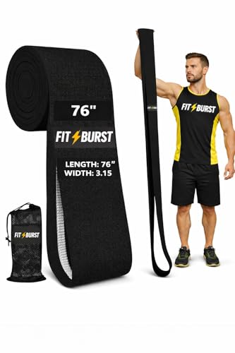 76-Inch Fabric Resistance Band for Full Body Workouts, Wide Non-Slip 120 LB - color: BLACK