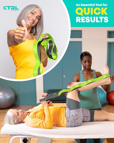Stretching Strap with Loops, Non Elastic Stretch Band for Physical Therapy - color: Green