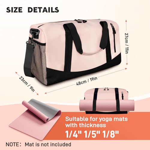 Yoga Mat Bag, Gym Workout Bag with Water Bottle Pocket, Pilates Bag for Women with Wet & Dry Pocket, Yoga Bags and Carriers Fits All Your Stuff, Yoga Tote Bag for Sports Travel Office - color: Pink
