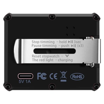8100 Professional Interval Timer and Stopwatch, Backlight, USB-C Charged, Clock -Black - color: Black