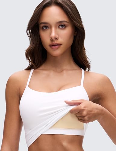 CRZ YOGA Butterluxe Y Back Crop Tank Tops - color: White, size: Medium