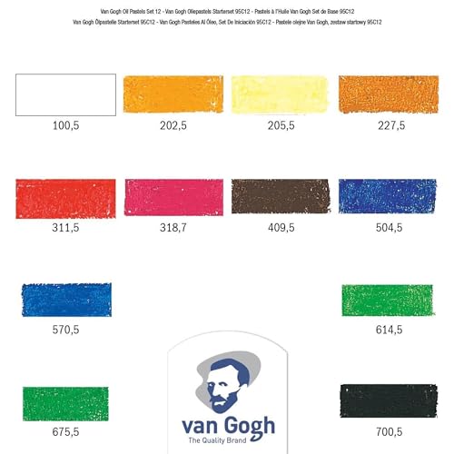 Vangogh Oil Pastel, Round Full Stick, 12-Piece Set