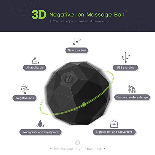 Electric Vibrating Massage Ball, 2-Speed Fitness Yoga Pilates Physical Therapy Massage Roller to Fight Sore Muscles,Washable Negative Ion Vibration Massages ball for Muscle Recovery,Myofascial Release - color: Black