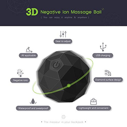 Electric Vibrating Massage Ball, 2-Speed Fitness Yoga Pilates Physical Therapy Massage Roller to Fight Sore Muscles,Washable Negative Ion Vibration Massages ball for Muscle Recovery,Myofascial Release - color: Black