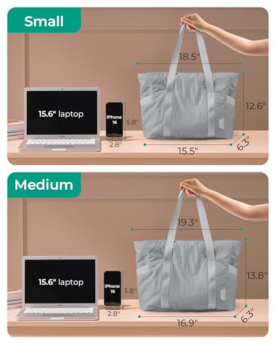 BAGSMART Gym Tote Bag for Women, 24L/28L Travel Tote Yoga Mat Bag - color: Grey, size: Small