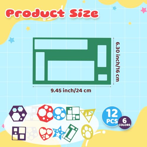 12 Pieces Shape Stencils Geometric Stencils Simple Drawing Stencil Template Set Plastic Colorful Art Painting Template for Crafts