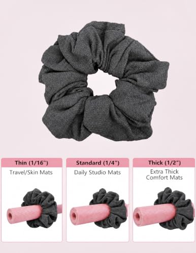 Yoga Mat Scrunchie Yoga Mat Strap Carrier Pilates Mat Holder | Holds Your Yoga Mat in Style, Adjustable & Stretchy Yoga Mat Band, Fits Most Standard Yoga Mats (mat not included),Yoga Gifts - color: Dark Gray