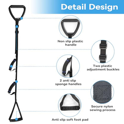 Long Leg Lifter with 2 Handgrips, Leg Lifter Strap with Large Foot Loop